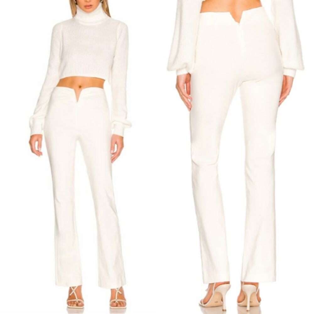 H:ours Ida V Waist Stretch Bootcut Pants Ivory Size XS